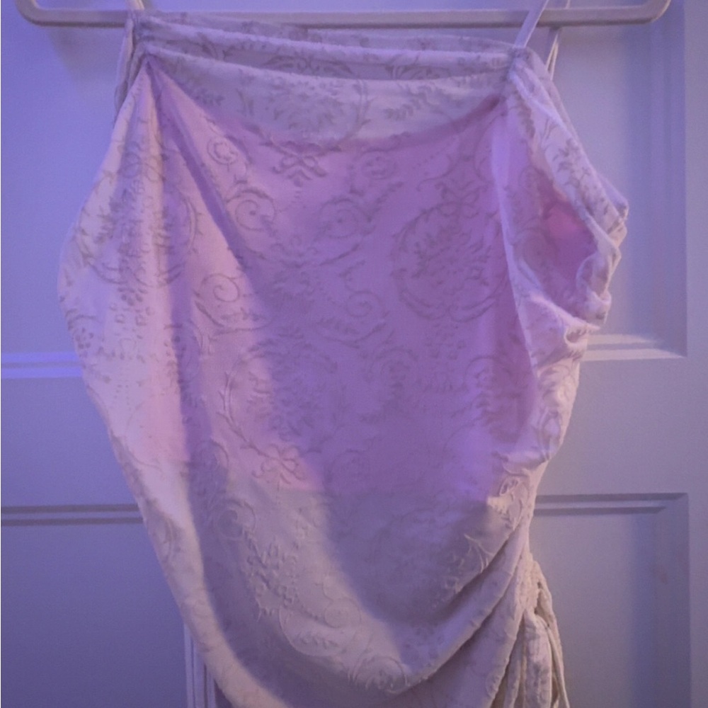 Layered Pink Top with Lace (cinched waist)